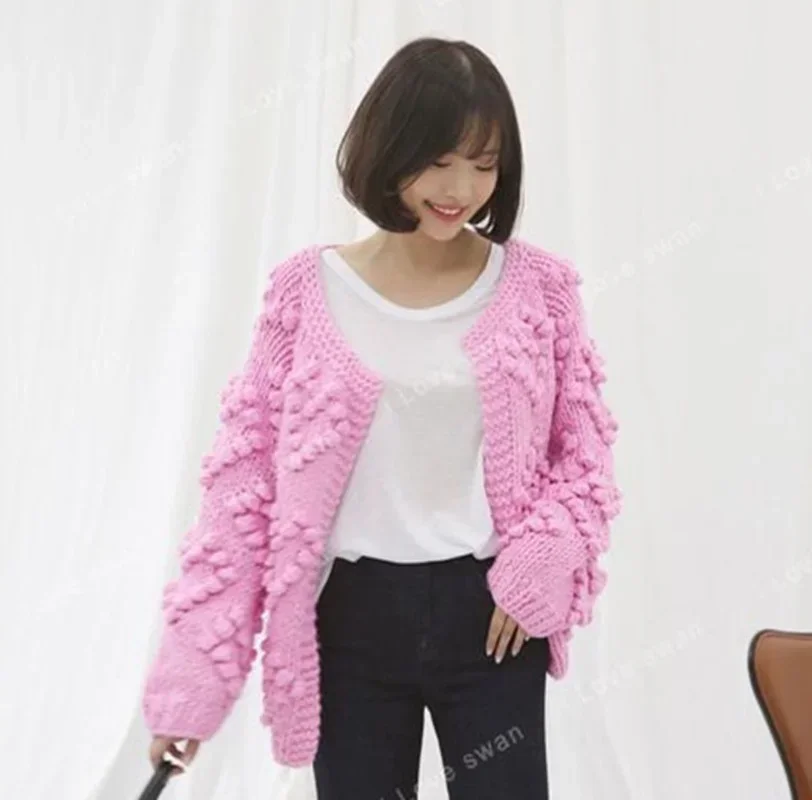 Wool Coat Peacoat - เสื้อคลุมไหมพรมถักมือสไตล์วินเทจอเมริกัน แขนยาว ทรงสั้น แฟชั่นลำลอง สำหรับฤดูใบไม้ร่วง รุ่นใหม่