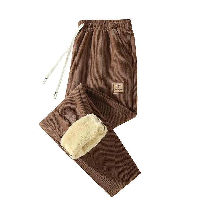 Corduroy Pant Warm - กางเกงขายาวกันหนาวสำหรับผู้ชาย บุผ้าฟลีซหนา ผ้าลูกฟูก มีเชือกผูกเอว กันลม ใส่สบาย