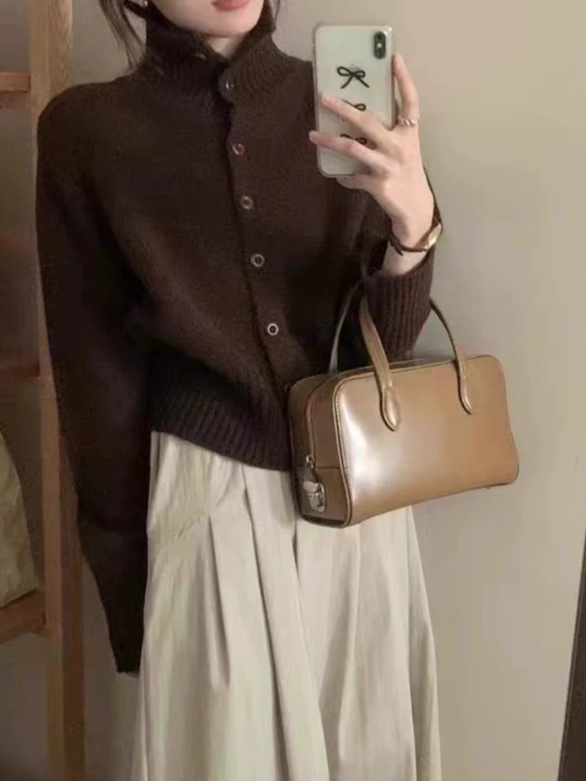 Wool Coat Peacoat - เสื้อคาร์ดิแกนแบบสั้นผ้าแคชเมียร์คอเต่าของผู้หญิงเสื้อคลุมเสื้อขนสัตว์ทรงหลวมฤดูใบไม้ร่วงและฤดูหนาว