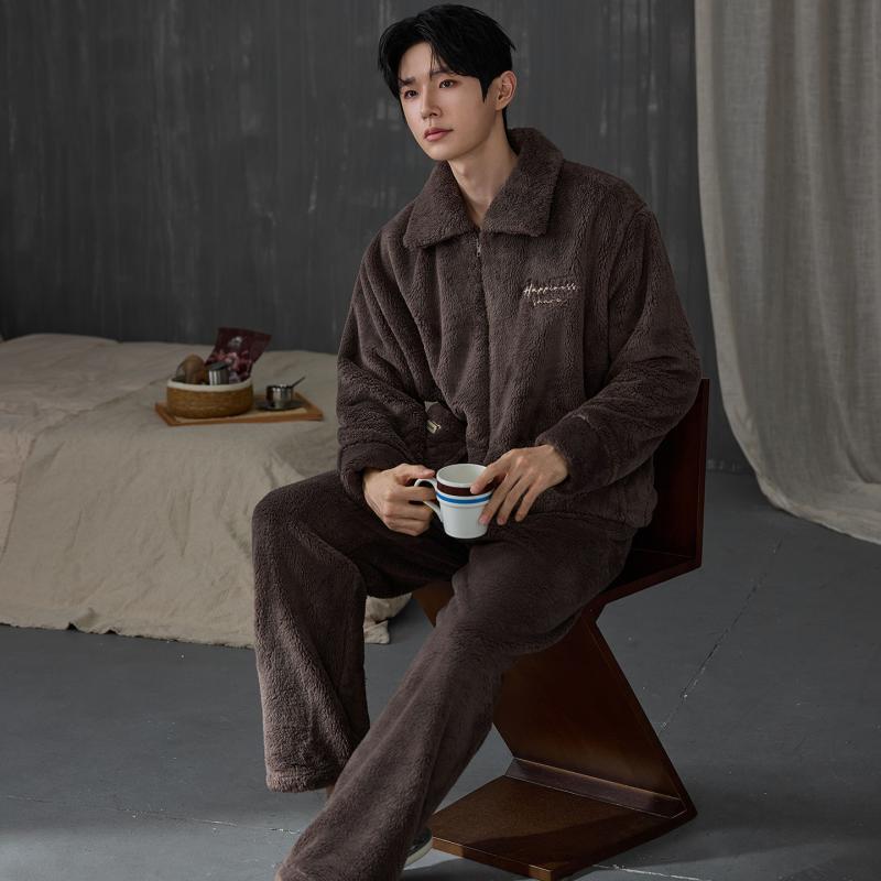 ชุดนอนผู้ชายแบบหนา ชุดฤดูหนาว  - Flannel Shirt Lined บทวิจารณ์และราคา