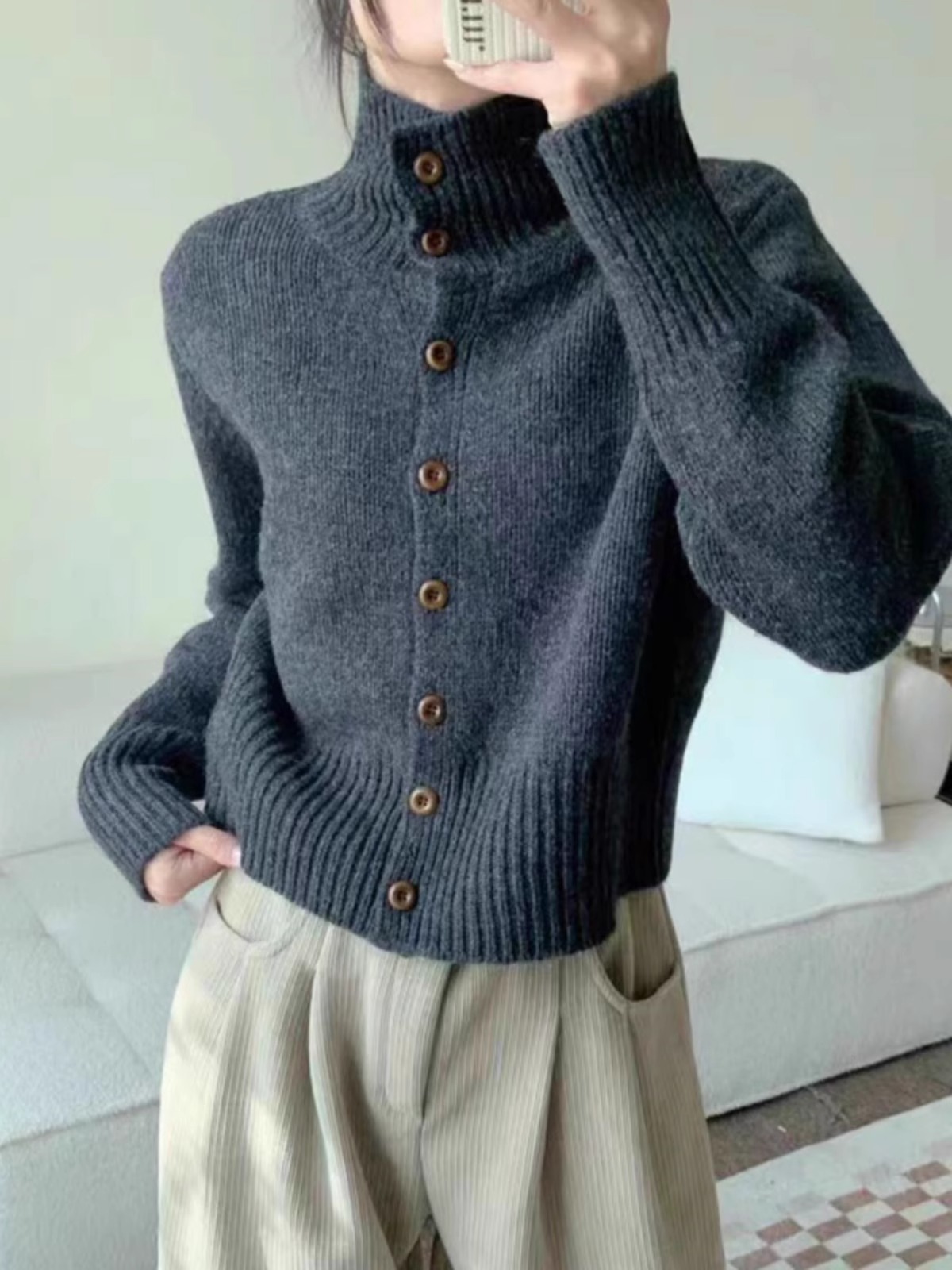 เสื้อคาร์ดิแกนแบบสั้นผ้าแคชเมี - Wool Coat Peacoat บทวิจารณ์และราคา